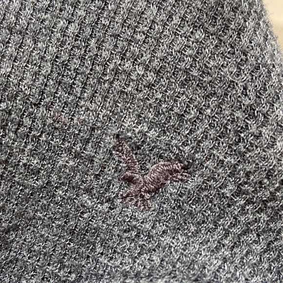 Women’s American Eagle Outfitters scoop-neck and lace sleeve grey sweater. Sz XS - Picture 7 of 11